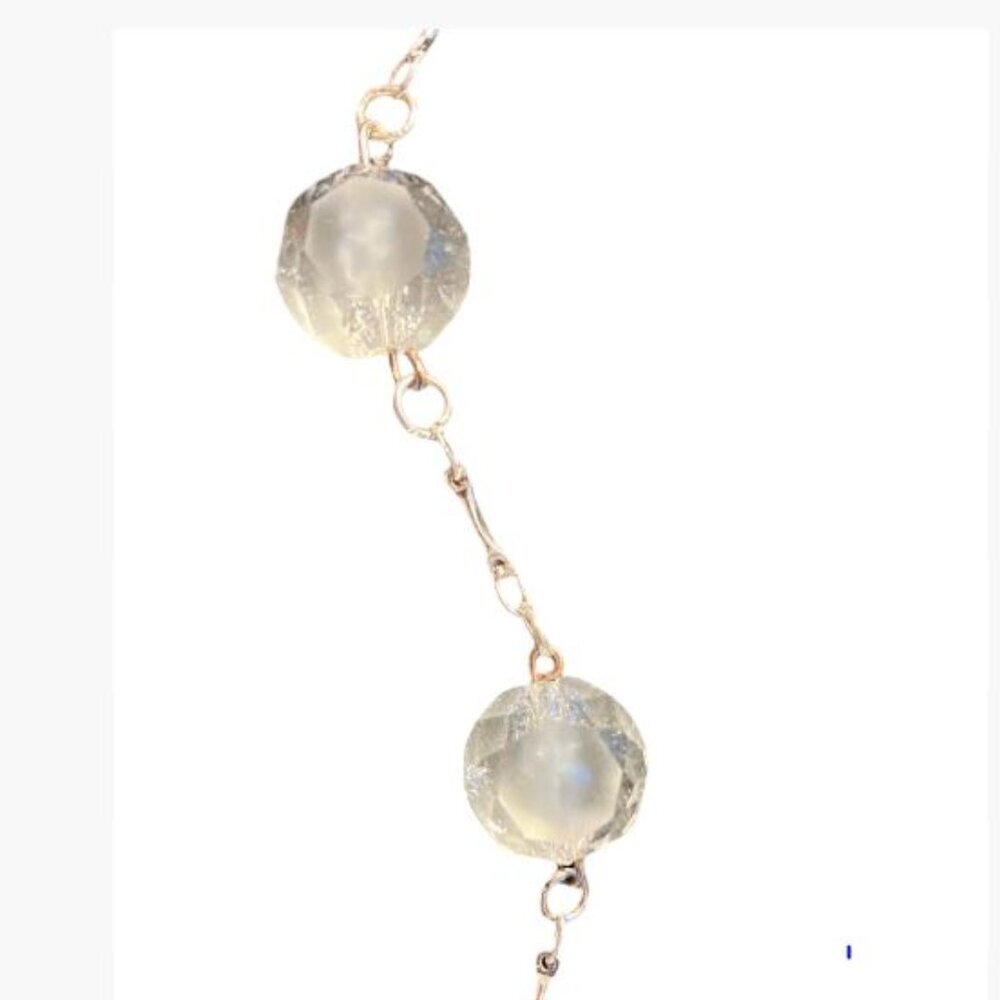 Handcrafted Crystaline Bead and Silver-Tone Chain Bracelet with Rhinestone Charm - Picture 6 of 11